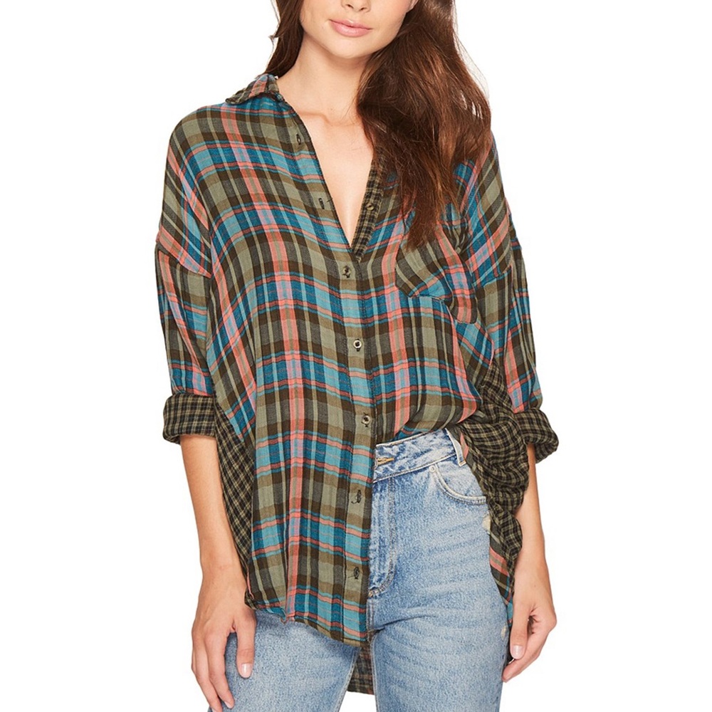 Free People one of the guy plaid dolman sleeve top